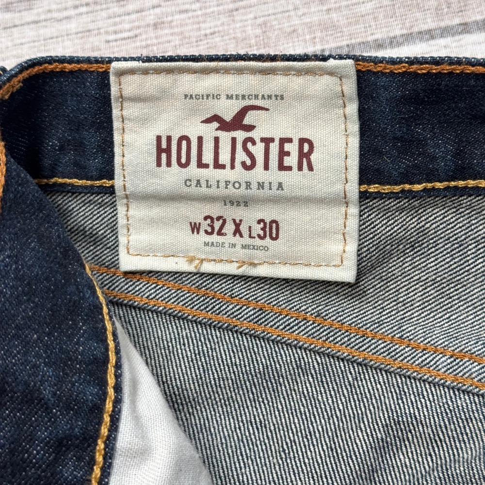 Y2K Hollister Jeans Men's 32x30 Blue Denim Dark Wash Button Fly Straight Cotton - Picture 8 of 9